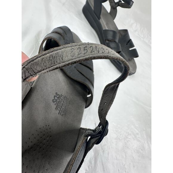 SAS Comfort Heel Strap Sandal Size 8.5WW Midnight Black Made In USA EUC - Picture 3 of 8